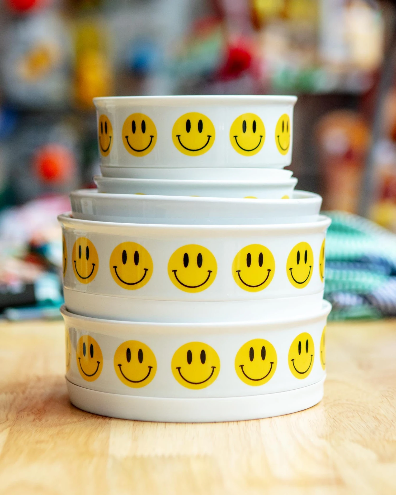 BONE DRY Let's Get Happy Smiley Face Pet Bowls 1 BONE DRY Let's Get Happy Smiley Face Pet Bowls