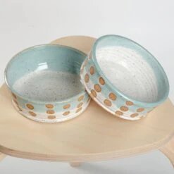 BARI MOSS CERAMICS Ceramic Spotted Jade Dog Bowl (Made In The USA) -Pet Sale Shop Dog Co 1C5A8152