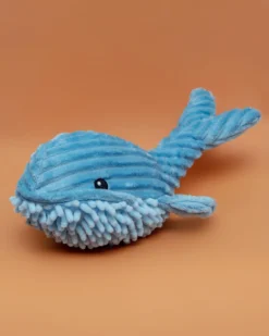 PET LOU Blue Bay Whale Squeaky Push Dog Toy