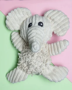 PET LOU Natural Elephant Squeaky Plush Dog Toy
