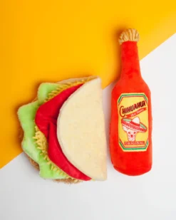 P.L.A.Y. Plush Taco Crinkle & Squeak Dog Toy -Pet Sale Shop Dog Co LULUBELLES ChihuahuaHotSauceToy 3074 1 scaled