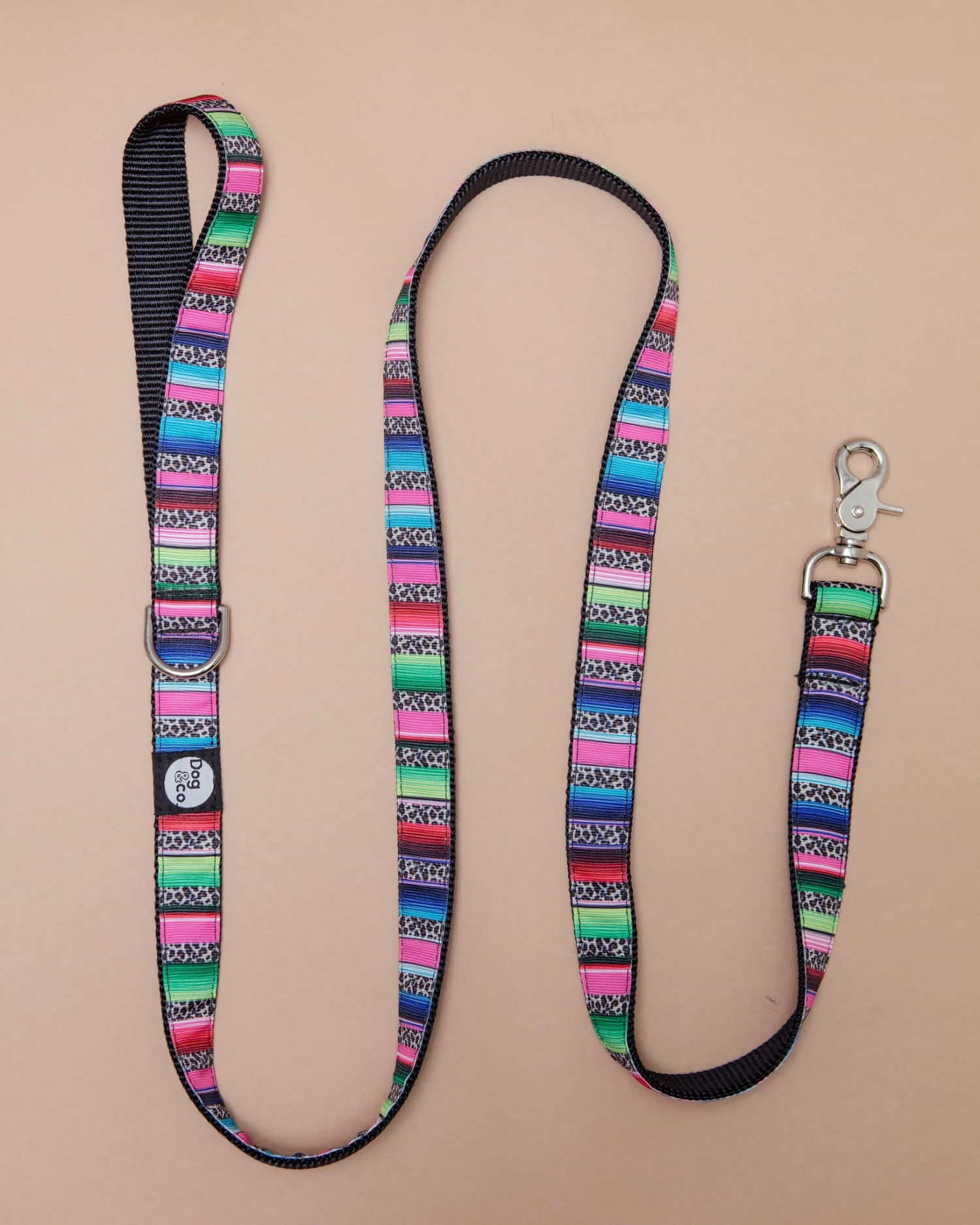 DOG & CO. COLLECTION Rainbow Serape + Leopard Dog Leash (Made In NYC) 4 DOG & CO. COLLECTION Rainbow Serape + Leopard Dog Leash (Made In NYC) - Image 4