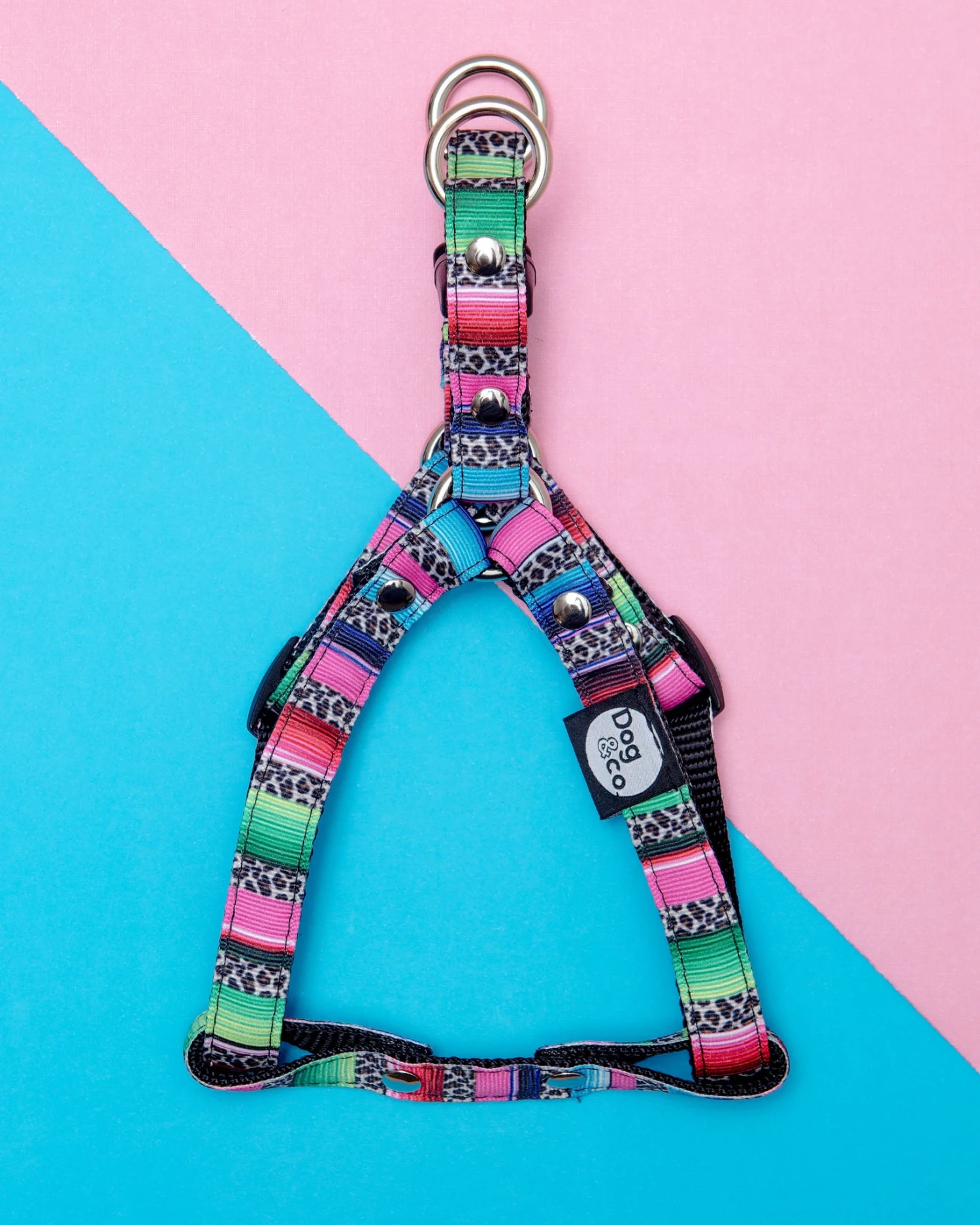 DOG & CO. COLLECTION Step-In Dog Harness In Rainbow Serape & Leopard (Made In NYC) 2 DOG & CO. COLLECTION Step-In Dog Harness In Rainbow Serape & Leopard (Made In NYC) - Image 2