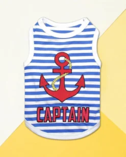 PARISIAN PETS Captain Dog Tank Top In Blue & White Stripe 9 PARISIAN PETS Captain Dog Tank Top In Blue & White Stripe -Pet Sale Shop JUNE2024ProductPhotos 10