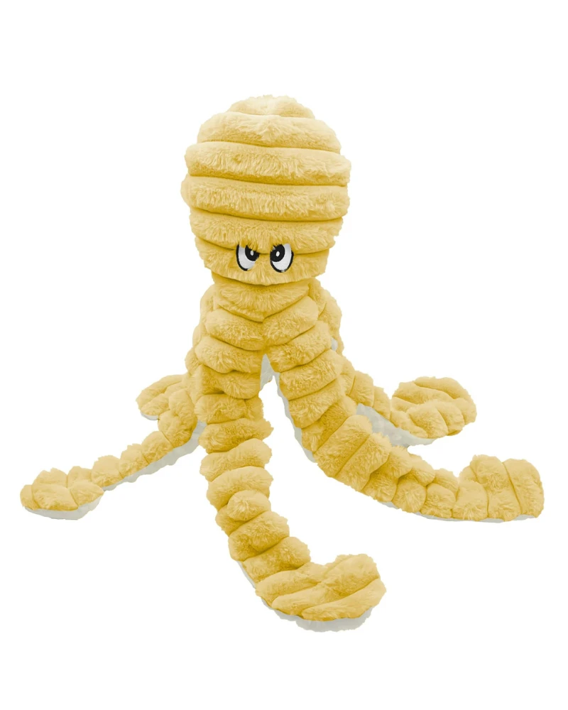 PET LOU Dotty The Octopus Squeaky Plush Dog Toy In Yellow (26") 1 PET LOU Dotty The Octopus Squeaky Plush Dog Toy In Yellow (26")