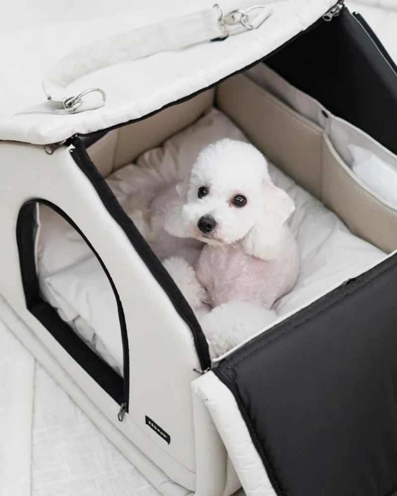 SSOOOK 2-In-1 Pet Bed W/ Handles In Black Or Beige 5 SSOOOK 2-In-1 Pet Bed W/ Handles In Black Or Beige - Image 5