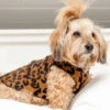 GOLD PAW Stretch Fleece Pullover In Leopard Print