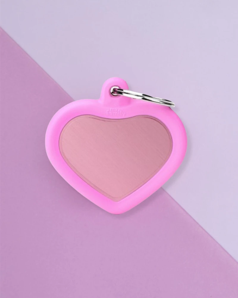 MY FAMILY Hushtag Pink Aluminum Heart Custom Pet ID Tag 1 MY FAMILY Hushtag Pink Aluminum Heart Custom Pet ID Tag