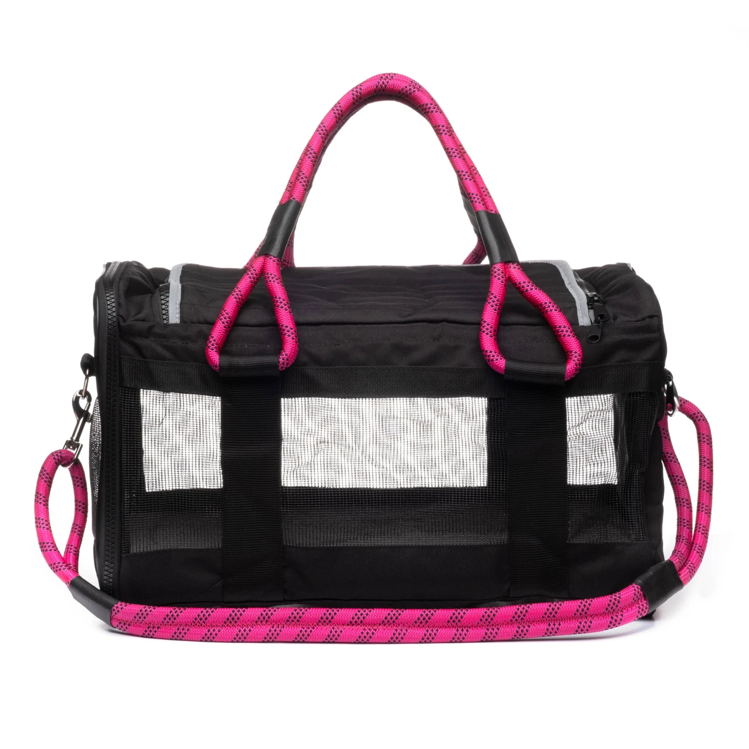ROVERLUND Out-Of-Office Dog Carrier In Black With Magenta Straps (Direct-Ship) 3 ROVERLUND Out-Of-Office Dog Carrier In Black With Magenta Straps (Direct-Ship) - Image 3