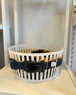 MIMI GREEN Hand Embroidered New York City Dog Collar In Dark Denim (Made In The USA) -Pet Sale Shop nyccollar2